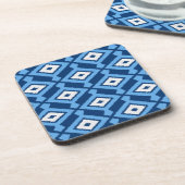 Ikat Pattern, Indigo and Denim Blue Bier Onderzetter (Linkerzijde)