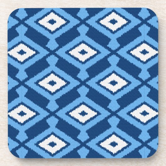 Ikat Pattern, Indigo and Denim Blue Bier Onderzetter (Voorkant)