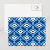 Ikat Pattern, Indigo and Denim Blue Briefkaart (Voorkant / Achterkant)
