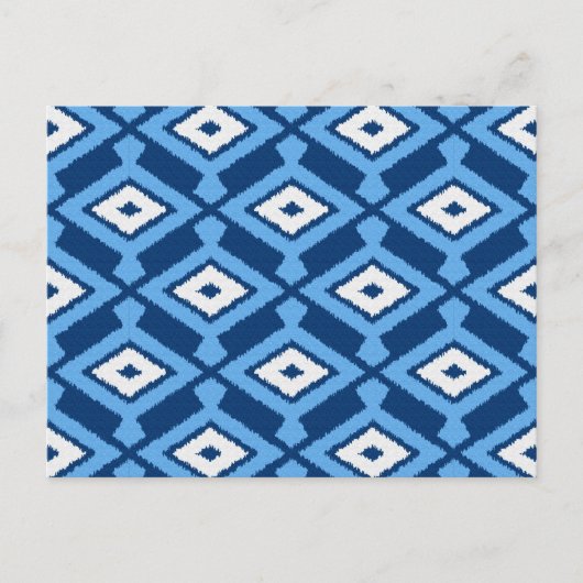 Ikat Pattern, Indigo and Denim Blue Briefkaart (Voorkant)