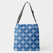 Ikat Pattern, Indigo and Denim Blue Crossbody Bag Crossbody Tas (Achterkant)