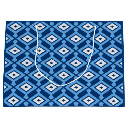 Ikat Pattern, Indigo and Denim Blue Groot Cadeauzakje (Voorkant)