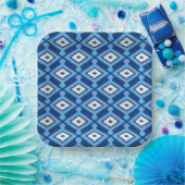 Ikat Pattern - Indigo and Denim Blue Papieren Bordje (Feest)