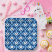 Ikat Pattern - Indigo and Denim Blue Papieren Bordje (Feest)