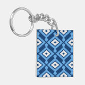 Ikat Pattern - Indigo and Denim Blue Sleutelhanger (Voorkant Links)