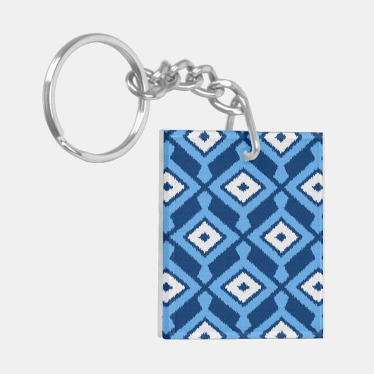 Ikat Pattern - Indigo and Denim Blue Sleutelhanger (Voorkant Links)