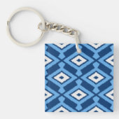 Ikat Pattern - Indigo and Denim Blue Sleutelhanger (Voorkant)
