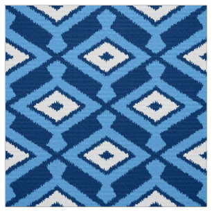 Ikat Pattern, Indigo and Denim Blue Stof