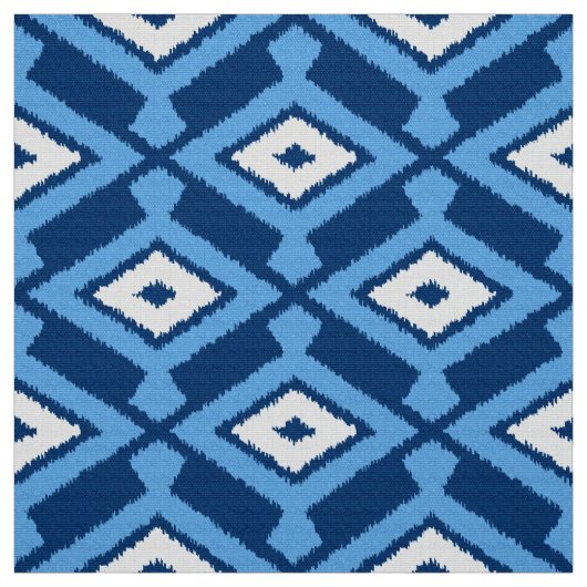 Ikat Pattern, Indigo and Denim Blue Stof (Swatch)