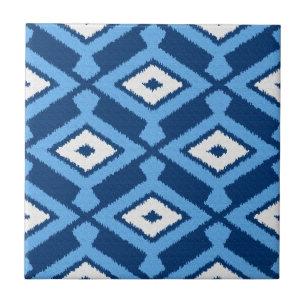 Ikat Pattern, Indigo and Denim Blue Tegeltje