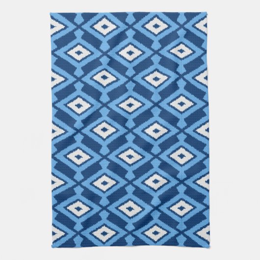 Ikat Pattern, Indigo and Denim Blue Theedoek (Verticaal)