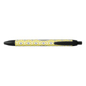Ikat Pattern Monogrammed Grey and Yellow Diamonds Zwarte Inkt Pen (Achterkant)