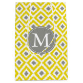 Ikat Pattern Monogrammed Yellow and Grey Diamonds Medium Cadeauzakje (Voorkant)