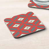 Ikat Pattern - Red, Grey and Beige Bier Onderzetter (Linkerzijde)