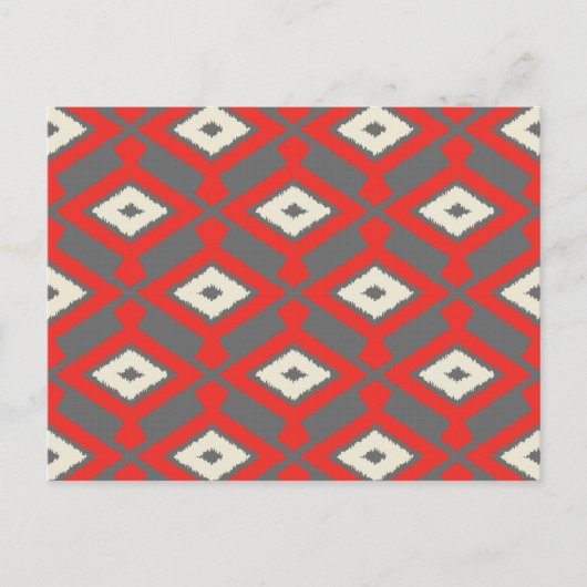 Ikat Pattern - Red, Grey and Beige Briefkaart (Voorkant)