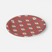 Ikat Pattern - Red, Grey and Beige Papieren Bordje (Gekanteld)