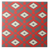 Ikat Pattern - Red, Grey and Beige Tegeltje (Voorkant)