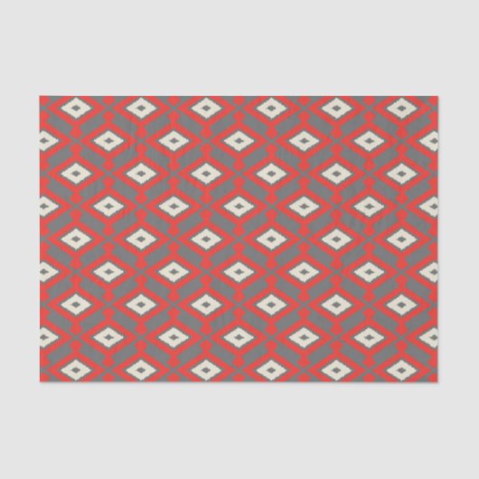 Ikat Pattern - Red, Grey and Beige Tissuepapier (Voorkant)