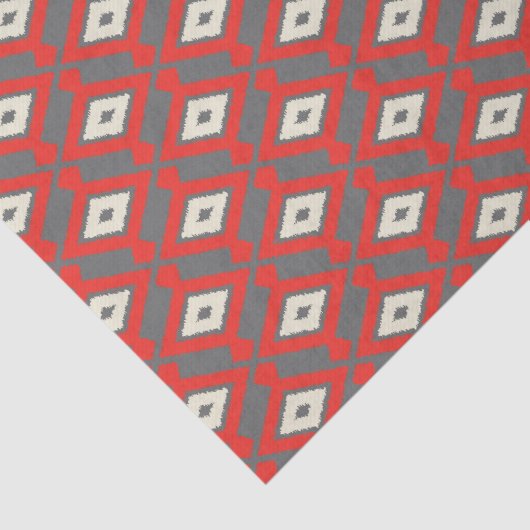 Ikat Pattern - Red, Grey and Beige Tissuepapier (Detail)