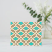 Ikat Pattern - Turquoise, Taupe en Beige Briefkaart (Staand voorkant)