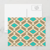 Ikat Pattern - Turquoise, Taupe en Beige Briefkaart (Voorkant / Achterkant)