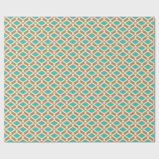 Ikat Pattern - Turquoise, Taupe en Beige Cadeaupapier (Vlak)