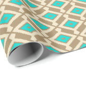 Ikat Pattern - Turquoise, Taupe en Beige Cadeaupapier (Rol Hoek)