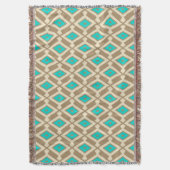 Ikat Pattern - Turquoise, Taupe en Beige Deken (Voorkant Verticaal)