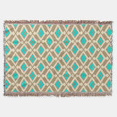 Ikat Pattern - Turquoise, Taupe en Beige Deken (Voorkant)