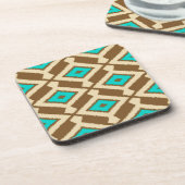 Ikat Pattern - Turquoise, Taupe en Beige Drankjes Onderzetter (Linkerzijde)