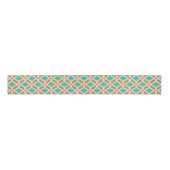 Ikat Pattern - Turquoise, Taupe en Beige Grosgrain Lint (Voorkant)