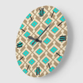 Ikat Pattern - Turquoise, Taupe en Beige Grote Klok (Hoek)