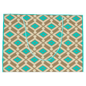 Ikat Pattern - Turquoise, Taupe en Beige Large Cadeautasje (Achterkant)