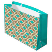 Ikat Pattern - Turquoise, Taupe en Beige Large Cadeautasje (Achterkant Gekanteld)