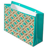 Ikat Pattern - Turquoise, Taupe en Beige Large Cadeautasje (Voorkant Gekanteld)