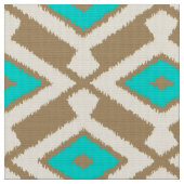 Ikat Pattern - Turquoise, Taupe en Beige Stof (Close Up)