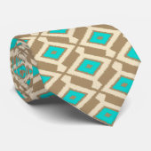 Ikat Pattern - Turquoise, Taupe en Beige Stropdas (Opgerold)