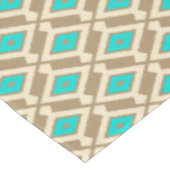 Ikat Pattern - Turquoise, Taupe en Beige Tafelkleed (Gekanteld)