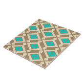 Ikat Pattern - Turquoise, Taupe en Beige Tegeltje (Zijkant)