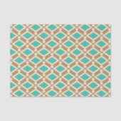 Ikat Pattern - Turquoise, Taupe en Beige Tissuepapier (Voorkant)