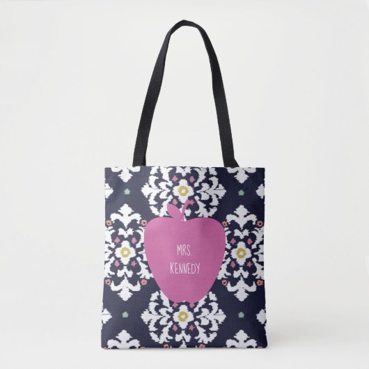 Ikat Pink Apple-leraar Tote Bag (Voorkant)