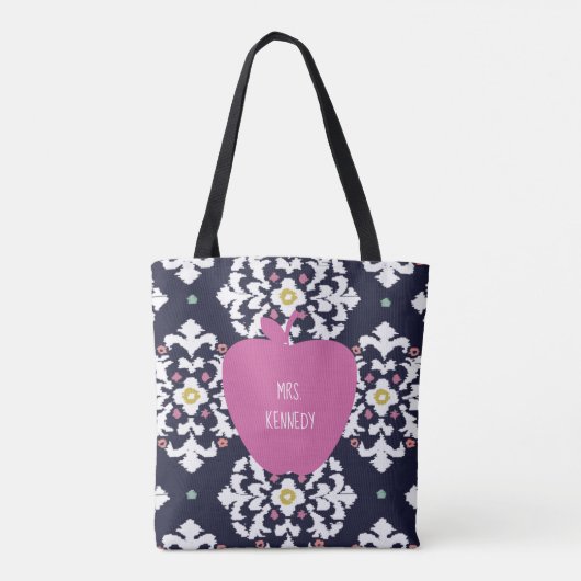 Ikat Pink Apple-leraar Tote Bag (Achterkant)