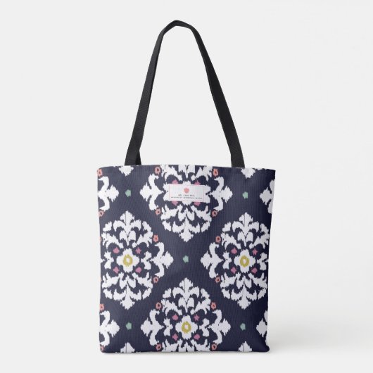 Ikat + Roze Apple-leraar Tote Bag (Achterkant)