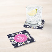 Ikat + roze monogram kartonnen onderzetters (Insitu)