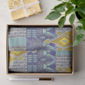 IKAT Rug Antiek Tribal Blue en Yellow Tissuepapier (Geschenk)