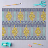 IKAT Rug Antiek Tribal Blue en Yellow Tissuepapier (Craft)