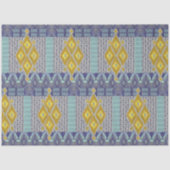 IKAT  Rug Antiek Tribal Blue en Yellow Tissuepapier (Voorkant)