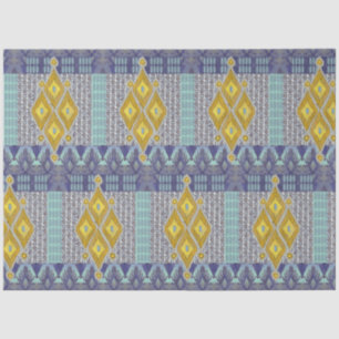IKAT Rug Antiek Tribal Blue en Yellow Tissuepapier