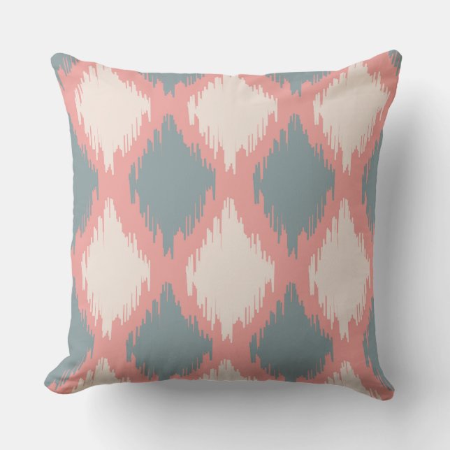 Ikat serie roze twee kleuren kussen (Voorkant)