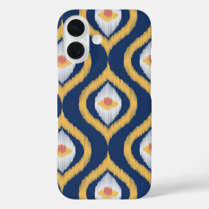 Ikat Series Ogee Blue iPhone 16 Hoesje
